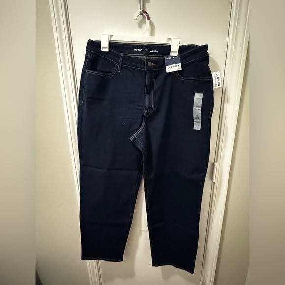 Old Navy Women's High-Rise Wow Loose Dark Blue Straight Leg Jeans - Picture 5 of 5